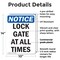 Signmission Lock Gate At All Times, 10 in W x Rectangle, Plastic OS-2PACK-NS-P-1014-V-14028 - alternate 5